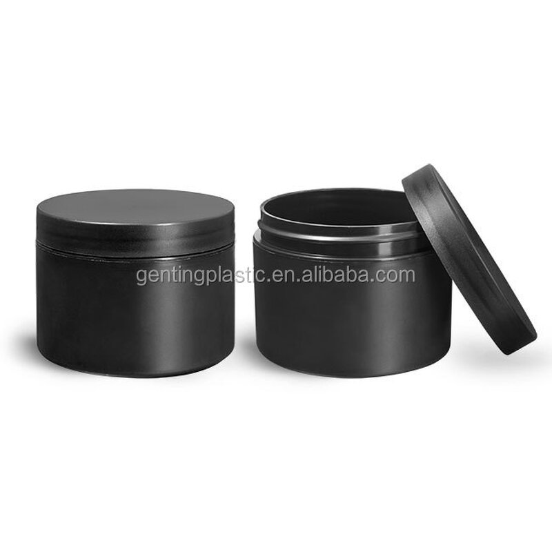 Plastic Jars Factory - OEM/ODM Custom Frosted Black Polypro Straight Sided Jars with Black Lined Caps
