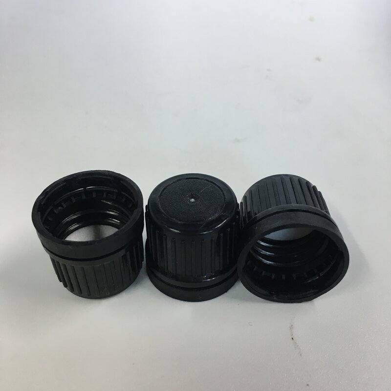 Black PP Tamper Evident Cap Manufacturer - OEM/ODM Custom 18 mm Black PP Tamper Evident Cap for Essential Oil Bottles