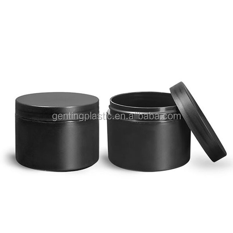 Plastic Jars Factory - OEM/ODM Custom Frosted Black Polypro Straight Sided Jars with Black Lined Caps