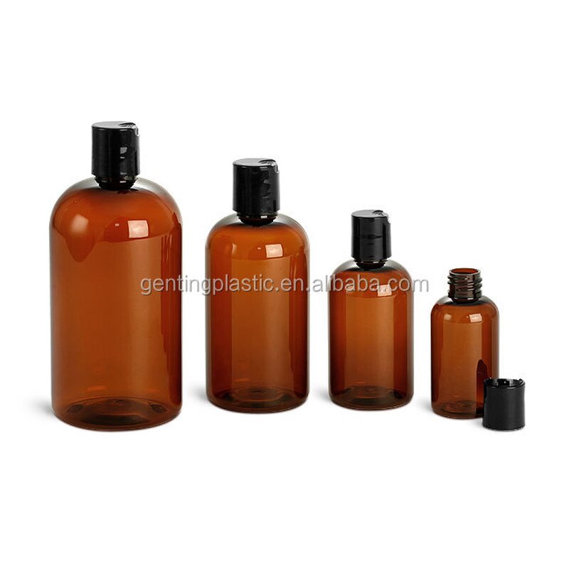 Amber PET Cosmetic Bottles Manufacturer - OEM/ODM Custom Amber PET Cosmetic Plastic Bottles with Black Fine Mist Sprayers