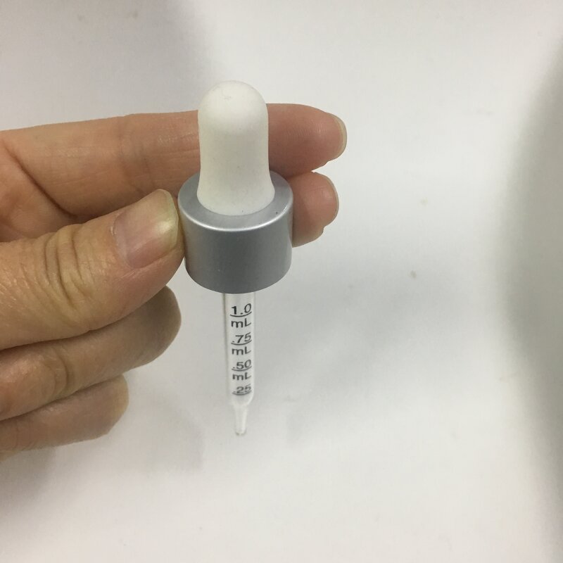 Matte Silver Glass Dropper Factory - OEM/ODM Custom 18mm Matte Silver Glass Dropper for Essential Oil Bottle
