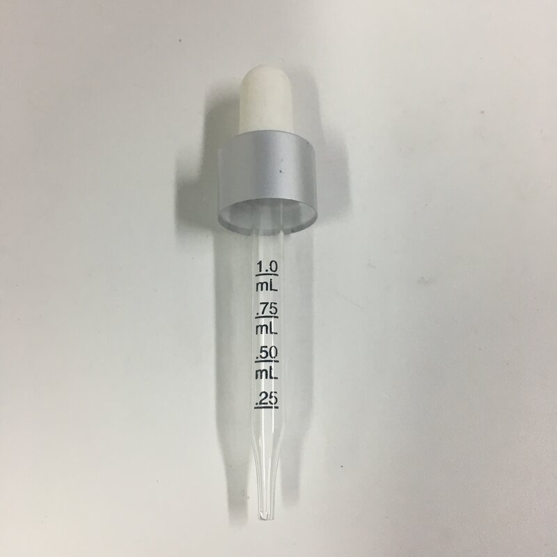 Matte Silver Glass Dropper Factory - OEM/ODM Custom 18mm Matte Silver Glass Dropper for Essential Oil Bottle