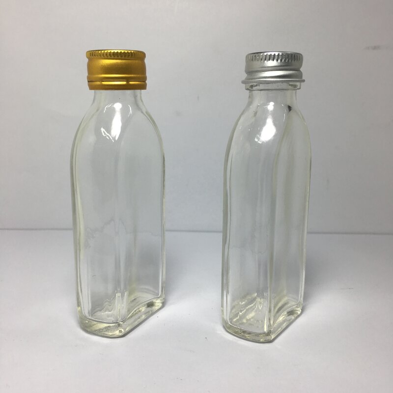 Mini Clear Glass Flask Bottle Factory - OEM/ODM Custom 25ml Mini Clear Glass Flask Bottle with Aluminum Cap