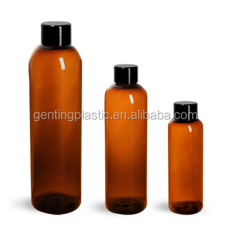 PET Plastic Bottle Manufacturer - OEM/ODM Custom 120ml PET Plastic Bottle Amber with Black Disc Pump Top Caps