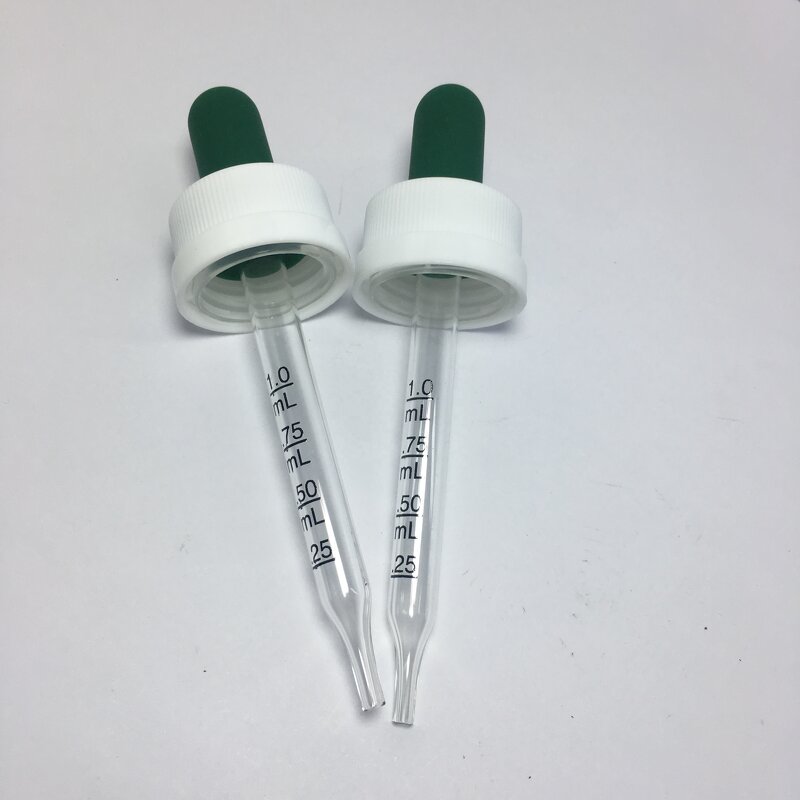 Green Rubber Bulb Glass Dropper Factory - OEM/ODM Custom 1cc Green Long Rubber Bulb White Children Resistant Cap Dropper