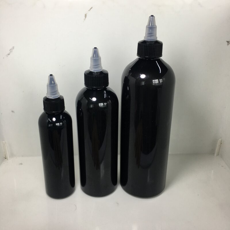 Black PET Cosmo Rounds Factory - OEM/ODM Custom 120ml Black PET Cosmo Rounds with Black Natural Twist Top Caps