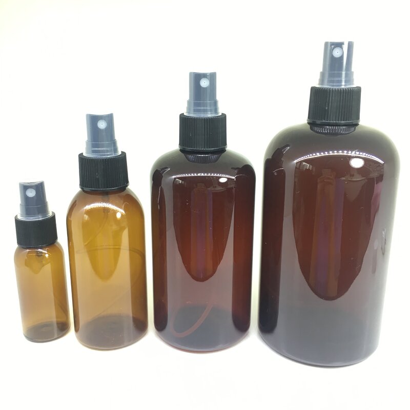 Amber PET Boston Rounds Factory - OEM/ODM Custom 8oz 16oz Amber PET Boston Rounds Plastic Bottles Black Disc Top Caps