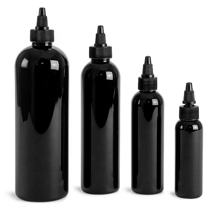 Black PET Cosmo Rounds Factory - OEM/ODM Custom 120ml Black PET Cosmo Rounds with Black Natural Twist Top Caps