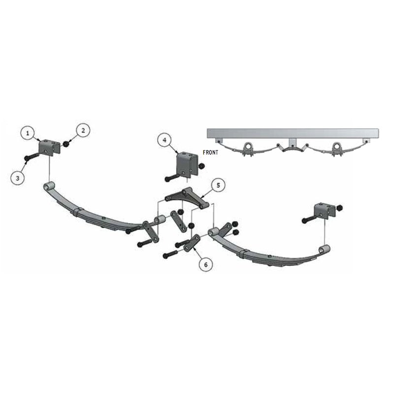 Trailer Hanger Kit Manufacturer - Tandem Axle for 1-3/4'' Double Eye Springs