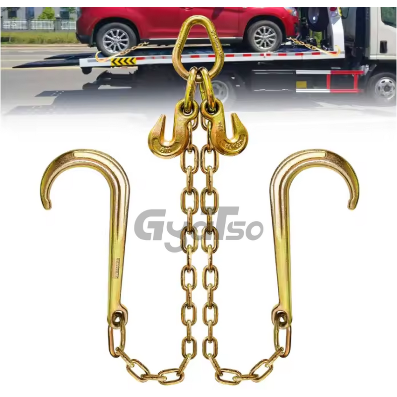 Tow Chain Manufacturer - Grade 70 5/16\" with J Hooks for V-Chain Bridle