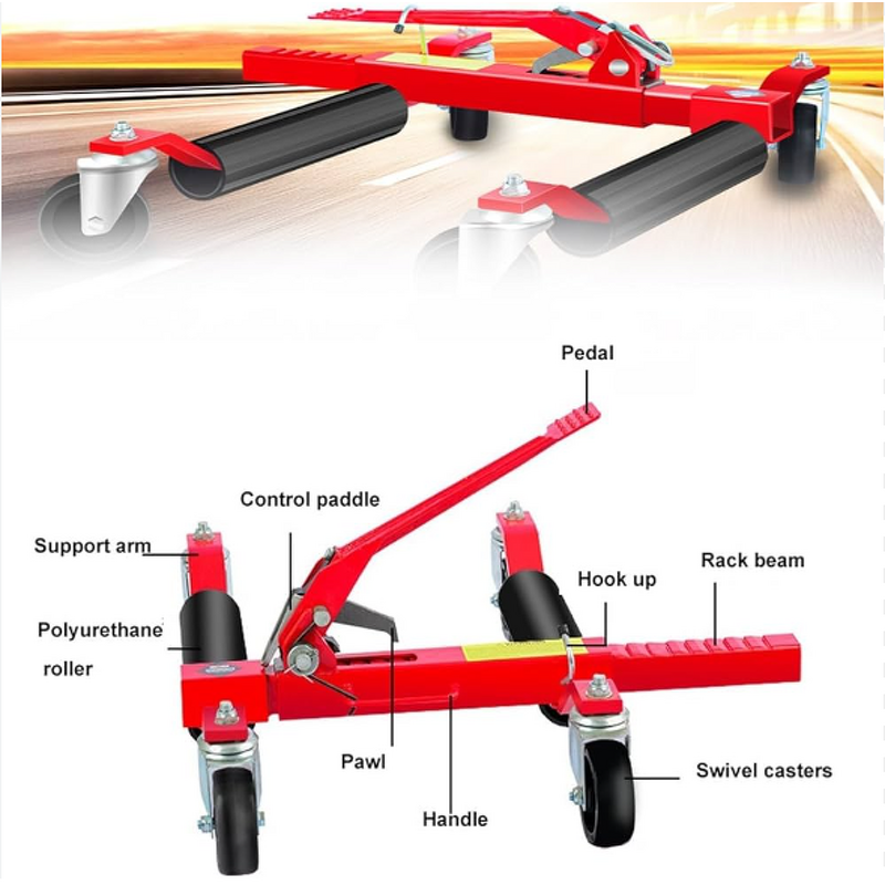 Car Wheel Dolly Manufacturer - Ratchet Foot Pedal Mechanical Vehicle Skates