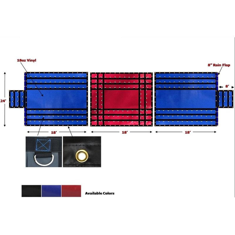 Flatbed Truck Cover Manufacturer - 18' X 24' 18oz Black PVC Coated Steel Tarp
