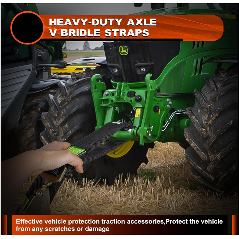 Axle V-Bridle Strap Manufacturer - Heavy Duty with Snap Hooks D Ring Middle