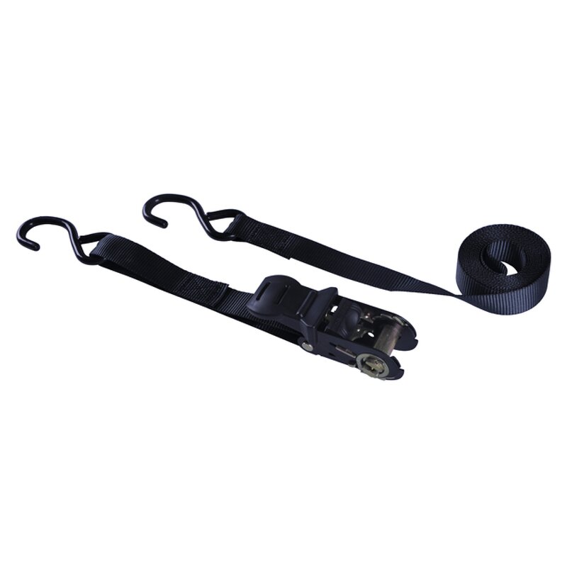 Battery Tie Down Manufacturer - Black Ratchet Straps with S Hook