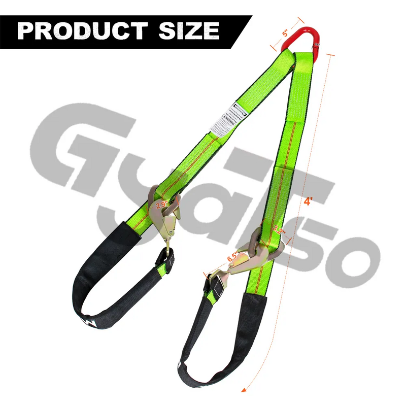 V Bridle Strap Manufacturer - Green 2\" X 6' with Snap Hooks 4700 Lbs WLL