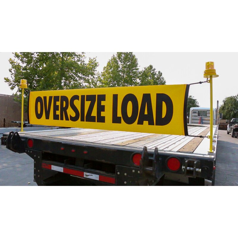 Oversize Load Banner Manufacturer - 18\" X 84\" Reversible with Bungees
