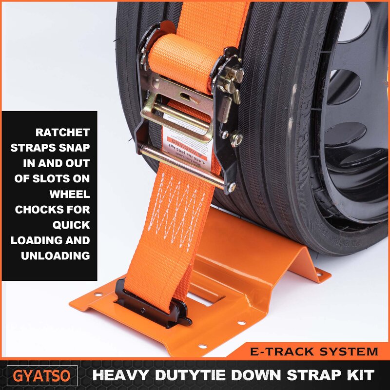 Wheel Chock Kit Manufacturer - Orange Heavy Duty Trailer Strap Tie-down System
