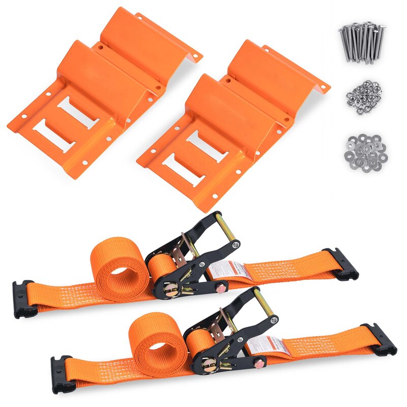 Wheel Chock Kit Manufacturer - Orange Heavy Duty Trailer Strap Tie-down System