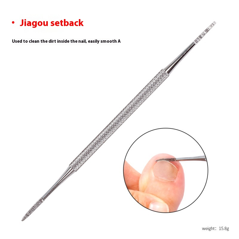 Stainless Steel Double-Headed Nail Trimmer Beauty Tool for Nail Groove Trimming File Cleaning Sharp Straight Blade Plastic