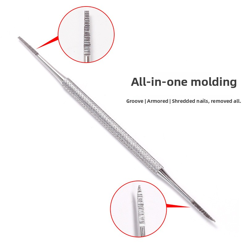 Stainless Steel Double-Headed Nail Trimmer Beauty Tool for Nail Groove Trimming File Cleaning Sharp Straight Blade Plastic