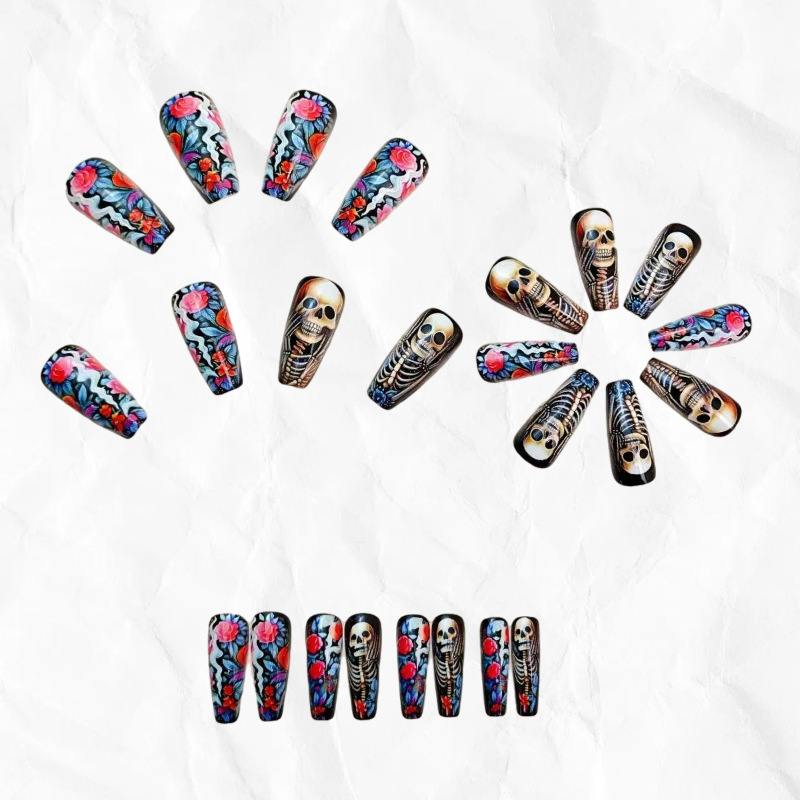 High Quality Halloween Nail Stickers Flowers Cross-Border Gothic Dark Pumpkin Custom Nail Art Stickers