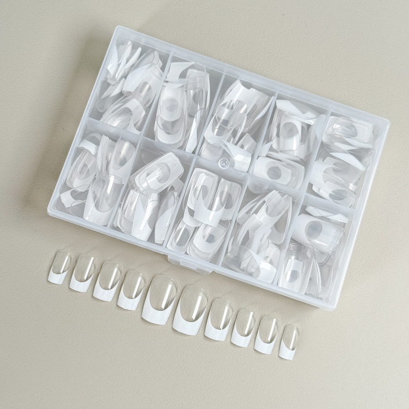 120pcs/Box Hot Sale Full Cover French Nails Tips Popular Customize Logo Label French Press on Tips With Box Packing Wholesale