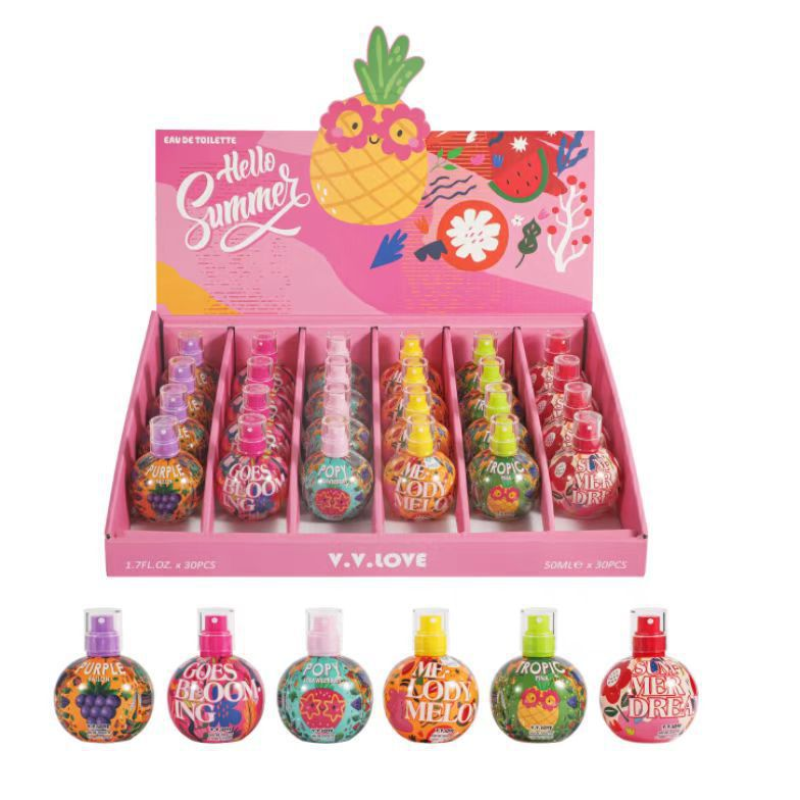 Hot Selling V.V.LOVE Bubbles 50ML Eau De Parfum for Kids Cartoon Cute Spherical Glass Bottle Design 6 Fruit Scents Mix for