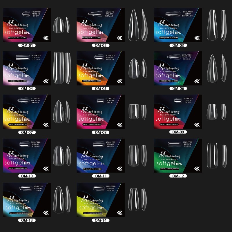 High Quality Full Cover Acrylic Nail Tips Square Jelly Poly Gel False Model with High Visibility Pattern