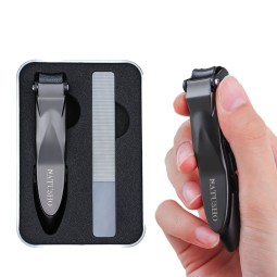 Wide Jaw Opening Nail Clipper with Sharp Curved Stainless Steel Blade Glass No Splash Fingernail Toenail Clippers File