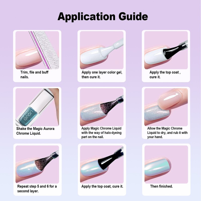 Nail Art Liquid MCB Laser Magic Mirror Powder Set Does Not Fly Powder with Magical Mirror Effect