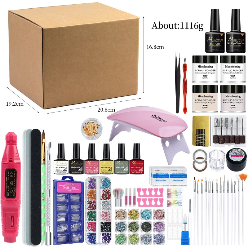 35-Piece DIY Nail Polish Glue Set with Mold Brush and French Style Art Light Tool Grinder Grinding Set