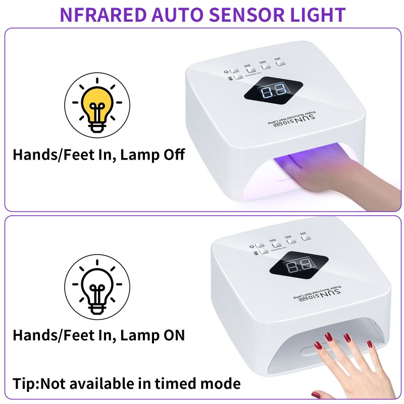 120W S10 Cordless Nail Lamp with 4 Timer Setting Rechargeable Metal UV Light for Nail Gel Polish Curing