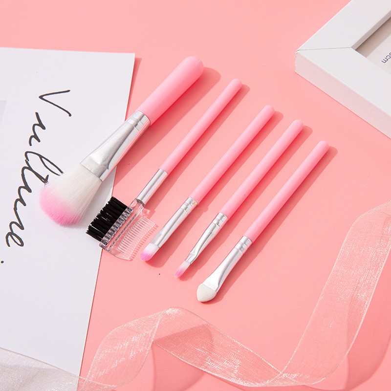 5pcs/set Professional Pink Makeup Brushes Set Smudge Eyeshadow Eyeliner Eyebrow Brush Lip Make up Brush Kit