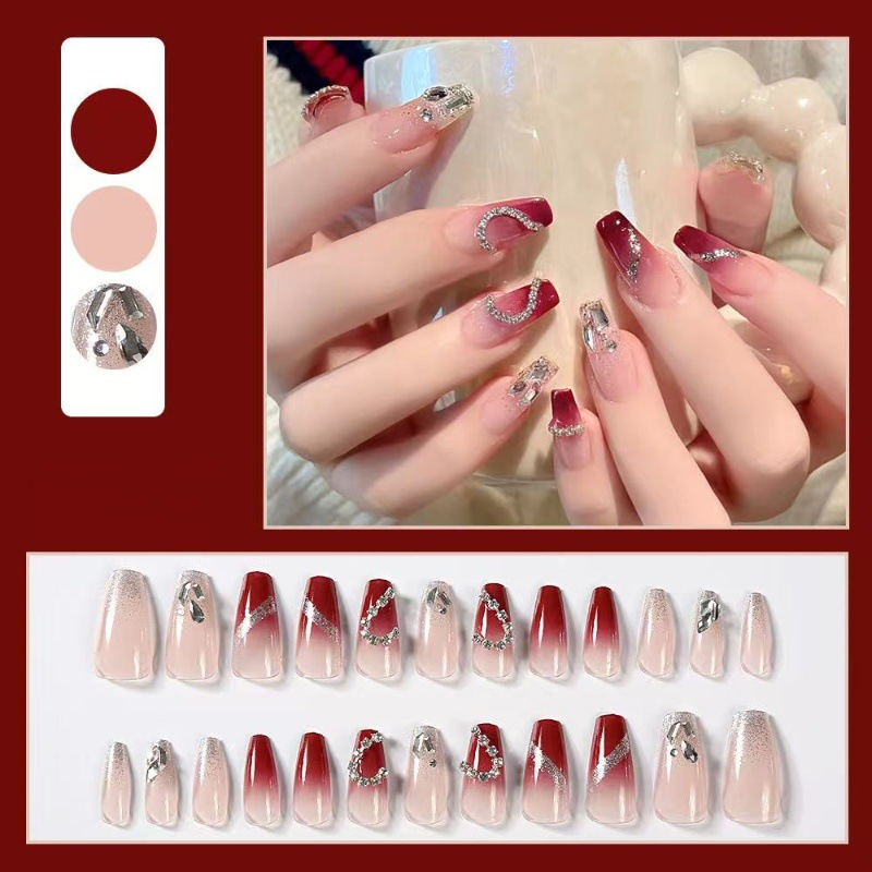 Wholesale Vendor Luxury Long Press on Nails 24 Piece False Artificial Fingernail Acrylic Private Label Fake Nails With Glue