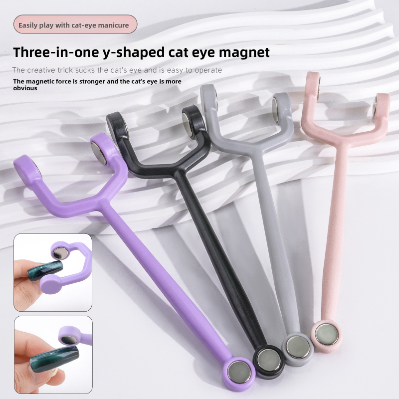 Hot Selling Three-In-One Cat's Eye Magnet Nail Art Multifunctional Solid Gel Material Double Side Cylinder-Shaped