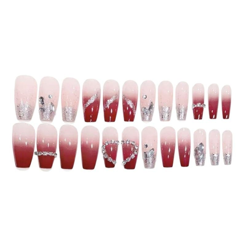 Wholesale Vendor Luxury Long Press on Nails 24 Piece False Artificial Fingernail Acrylic Private Label Fake Nails With Glue