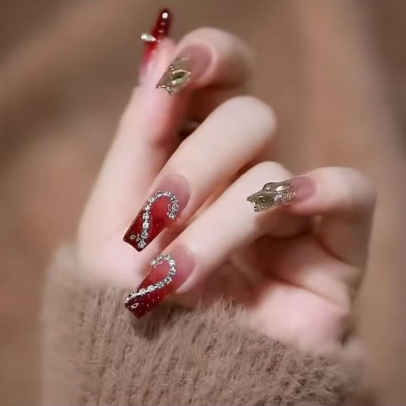 Wholesale Vendor Luxury Long Press on Nails 24 Piece False Artificial Fingernail Acrylic Private Label Fake Nails With Glue