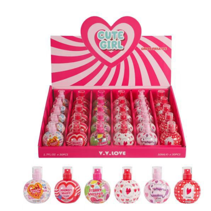 Hot Selling V.V.LOVE Bubbles 50ML Eau De Parfum for Kids Cartoon Cute Spherical Glass Bottle Design 6 Fruit Scents Mix for