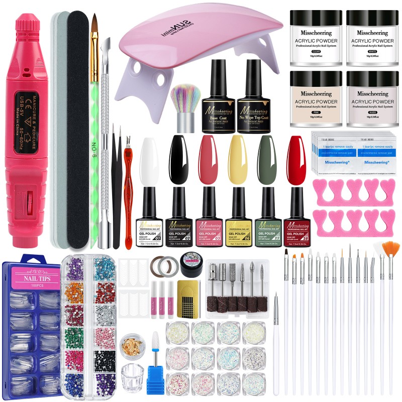 35-Piece DIY Nail Polish Glue Set with Mold Brush and French Style Art Light Tool Grinder Grinding Set
