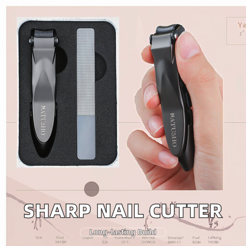 Wide Jaw Opening Nail Clipper with Sharp Curved Stainless Steel Blade Glass No Splash Fingernail Toenail Clippers File