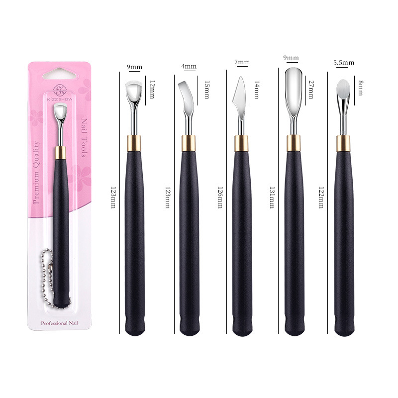 High Quality Russian-Style Stainless Steel Cuticle Pusher Disposable Nail Removal Tool Black Handle Wholesale Dead Skin Cutters