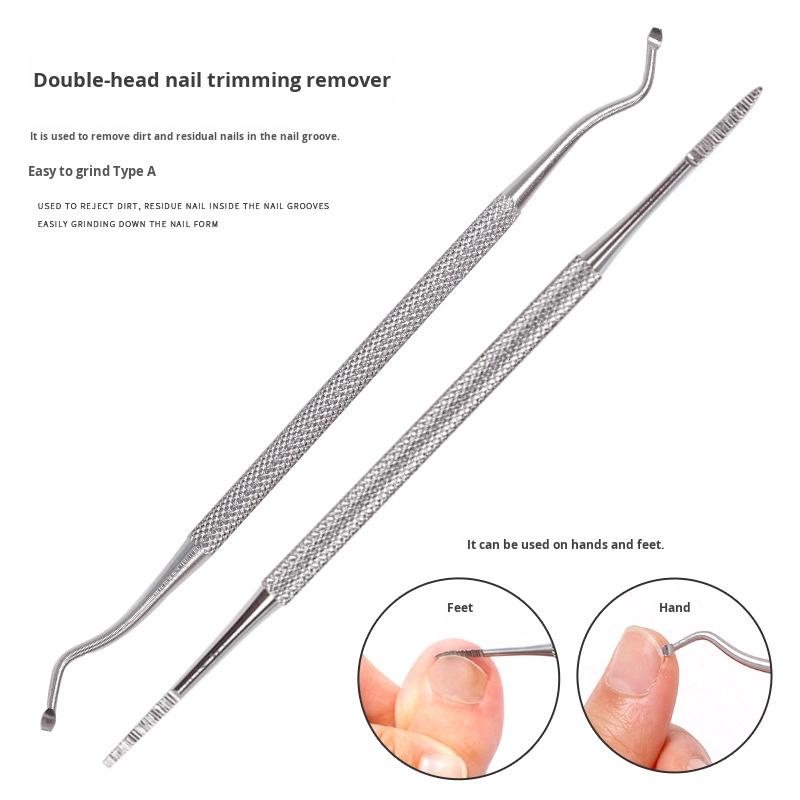 Stainless Steel Double-Headed Nail Trimmer Beauty Tool for Nail Groove Trimming File Cleaning Sharp Straight Blade Plastic