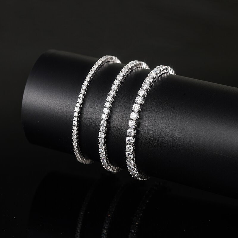 Iced Jewelry Bracelet Factory - OEM/ODM Custom Factory Wholesale 2-4mm Iced 925 Silver Tennis Chain Bracelet