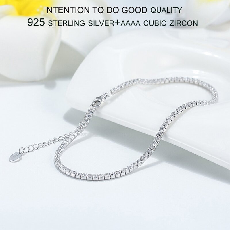 Gold Tennis Chain Anklets Manufacturer - OEM/ODM Custom Hot Sale Gold Tennis Chain Bracelet Anklets 925 Silver for Women