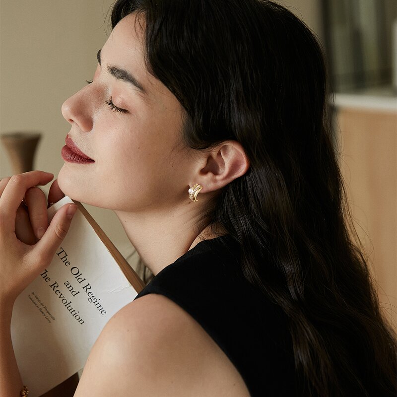 Fashion Trendy Jewelry Ring Manufacturer - OEM/ODM Custom 925 Silver 14K Gold Plated Rings with Pearl CZ Baroque Pearl