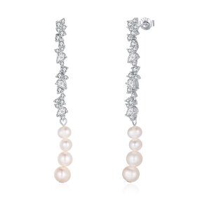 Pearl Drop Long Chain Earrings Factory - OEM/ODM Custom Hypoallergenic 925 Silver Stud Earrings Pearl Drop Long Chain