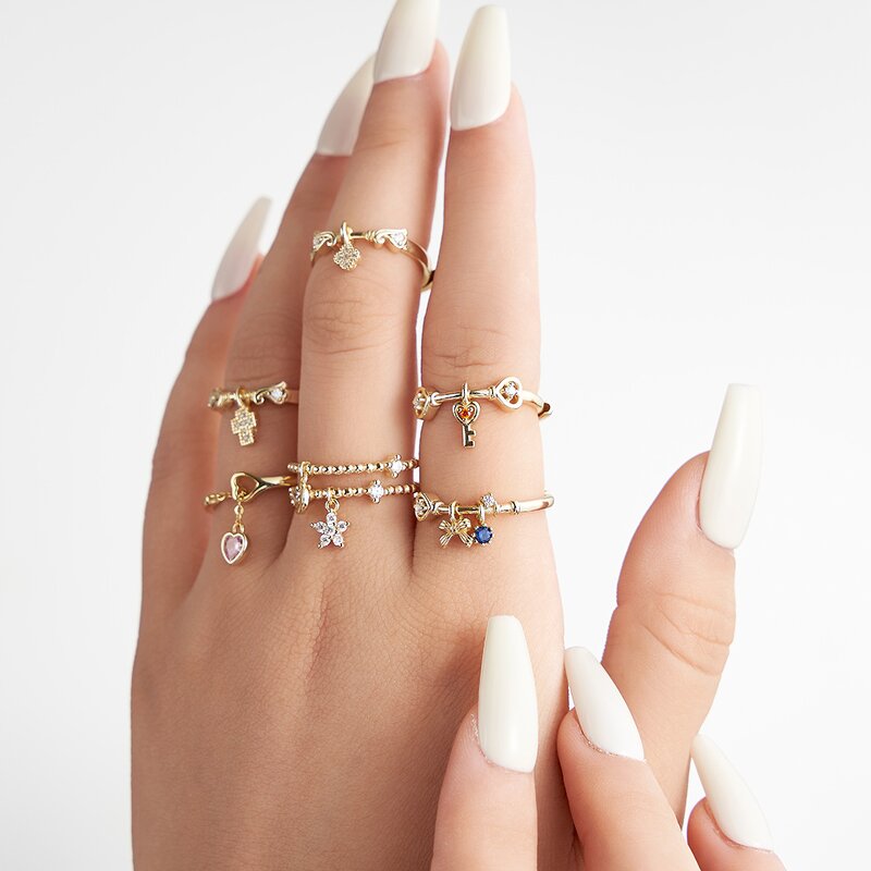 Women Rings Manufacturer - OEM/ODM Custom 925 Sterling Silver Love Heart Pastel Pink Heart Pendant Finger Ring