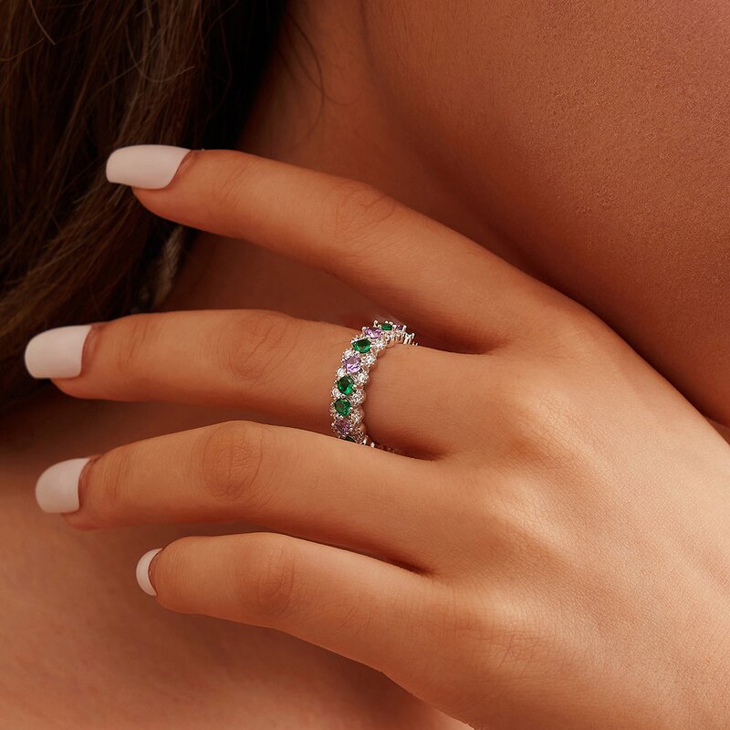 Heart Rings Manufacturer - OEM/ODM Custom Unique Jewelry Wholesale Luxury 925 Silver Heart Rings 14K Gold Plated