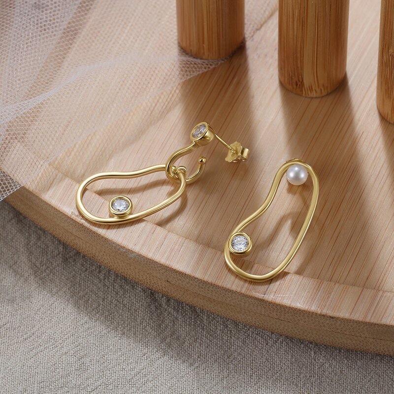 Large Cuban Chain Indian Earrings Manufacturer - OEM/ODM Custom New Design Large Cuban Chain Two-color 14K Gold Earrings