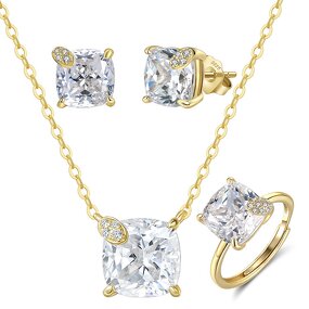 Earrings Necklace Set Factory - OEM/ODM Custom Earrings Necklace Set 925 Silver Water Drop Shape 8A CZ Jewelry Sets